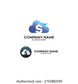 Cloud Coin Logo Design Template - Vector.Simbol Online Pay Logo.