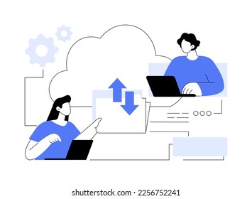 Cloud collaboration abstract concept vector illustration. Online collaboration, remote business management, computing service company, distributed team, cloud service, distance abstract metaphor.