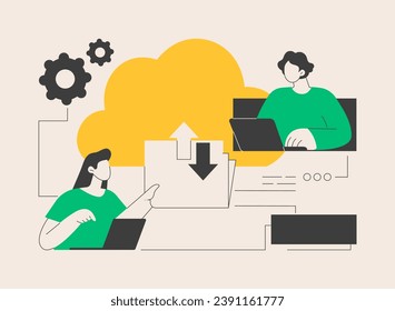 Cloud collaboration abstract concept vector illustration. Online collaboration, remote business management, computing service company, distributed team, cloud service, distance abstract metaphor.