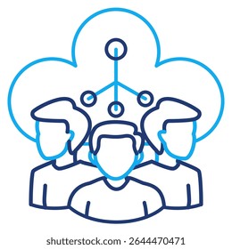 Ícone de Colaboração em Nuvem representado por nuvem, circuito, estilo de Linha Dupla de grupo.