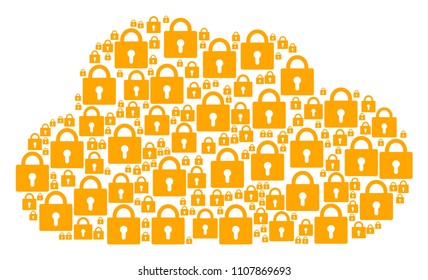 Cloud collage composed with lock items in various sizes. Abstract vector storage illustration. Lock icons are combined into cloud shape. - Powered by Shutterstock - Get 15% off with code: PIKWIZARD15