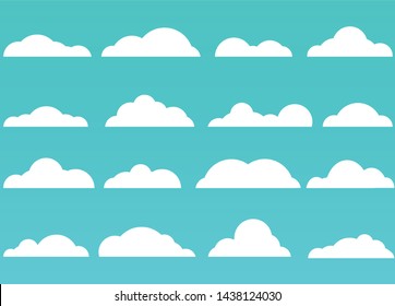 cloud collection with flat style and green background