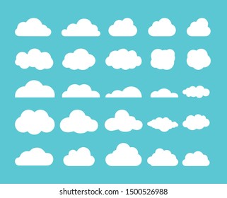 cloud collection with flat style and green background