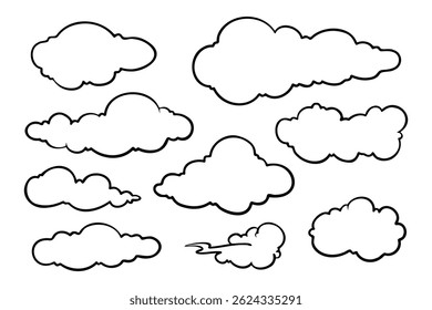 Ilustraciones de arte de línea de Colección en la nube