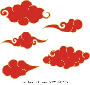 Coleção de nuvens vermelho e ouro para design de Ano Novo Chinês