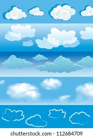 Cloud collection. The vector illustration of different kinds of clouds.