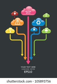 cloud color arrow graph vector