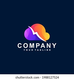 diseño de logotipo de gradiente de color de nube
