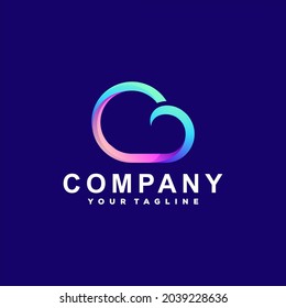 diseño de logotipo de gradiente de color de nube