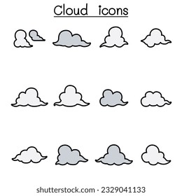Cloud color line icon set