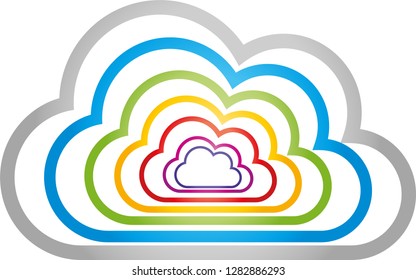 Cloud in color logo, cloud icon