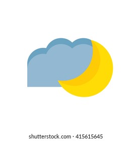 Cloud color with moon web icon illustration for mobile apps flat design cute baby picture on white background