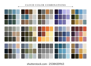 Cloud color palette. Trend color palette guide template. Fit for fashion designers, business, and paints colors company. Match combinations. Vector graphics. Eps 10.