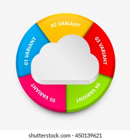 Cloud colorful circle infographics. Cloud icon 3d. Vector infographic illustration