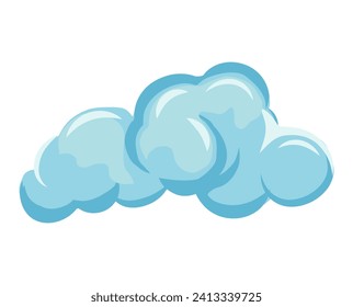 Nube de conjunto colorido. Este reconfortante diseño de caricaturas presenta una nube amigable contra un telón de fondo blanco, convirtiéndolo en el perfecto compañero celeste. Ilustración vectorial.