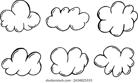 Cloud Comic Cartoon Drawing Vector Set