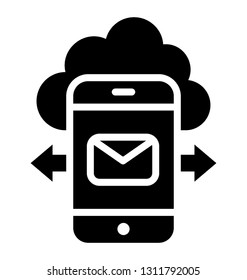 Cloud communication glyph icon 