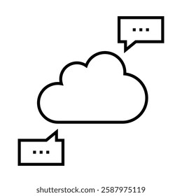 Cloud Communication Icon in line style with editable stroke. Chat icon in line style with editable stroke