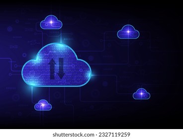 Cloud communications concept, Vector illustration of cloud on computing technology background, Cloud storage