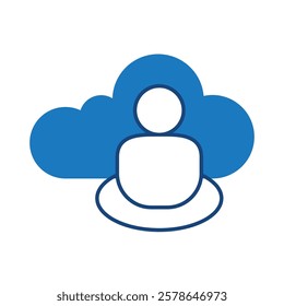 Cloud Community Blue Icon. Cloud Technology Editable Stroke Vector Illustration