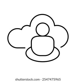 Cloud Community Line Icon. Cloud Technology Editable Stroke Vector Illustration