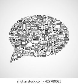 ?hat cloud comprises icons concept for business, finance and communication. Vector illustration.