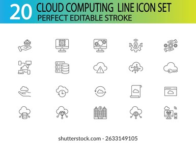 CLOUD COMPUITING LINE ICON SET