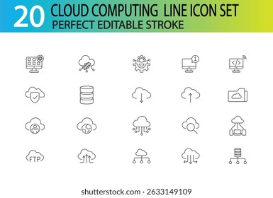 CLOUD COMPUITING LINE ICON SET