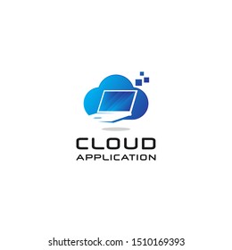 cloud computer application logo vector icon illustration