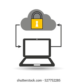 cloud computer connected security vector illustration eps 10