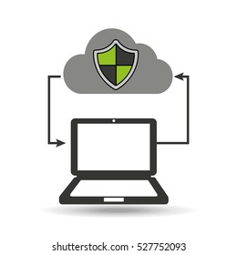 cloud computer connected shield protection vector illustration eps 10