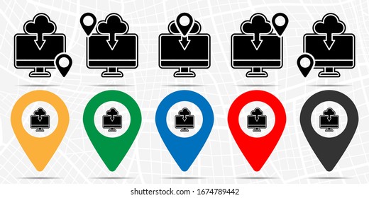 Cloud, computer icon in location set. Simple glyph, flat illustration element of web design development theme icons