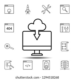 cloud, computer icon. Simple thin line, outline vector element of Web Design Development icons set for UI and UX, website or mobile application