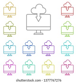 cloud, computer multi color icon. Simple thin line, outline vector of Web Design Development icons for UI and UX, website or mobile application