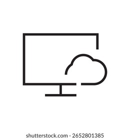 cloud computer tech icon outline editable stroke eps