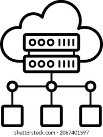 Cloud Computer with their Nodes Concept, Remote Storage Devices  Vector Icon Design, Big data Symbol, Business intelligence Sign,Web hosting and Data Center Stock Illustration