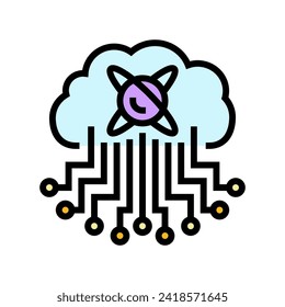 cloud computin quantum technology color icon vector. cloud computin quantum technology sign. isolated symbol illustration