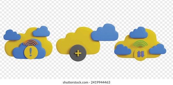 Cloud Computing 3d icons clipart. Tech 3d icons for homepage or UIUX.