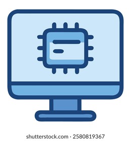 Cloud computing AI chip technology isolated illustration