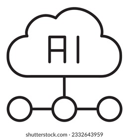 Cloud Computing AI Icon. Cloud Computing vector icon from Artificial Intelligence collection. Outline style Cloud Computing AI icon.