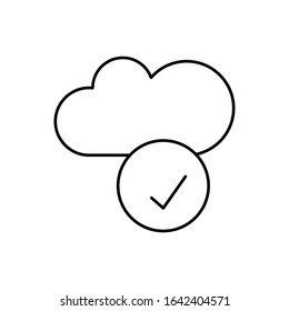 Cloud computing  with  approve, SEO icon. Simple line, outline vector elements of commerce icons for ui and ux, website or mobile application