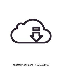 computación en nube con diseño de ilustración vectorial con estilo de línea de descarga de flecha