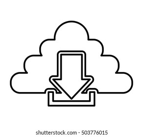 cloud computing with arrow download vector illustration design