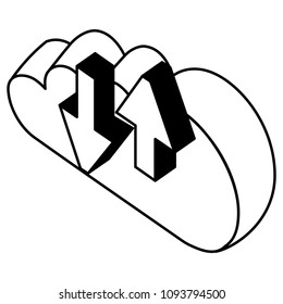 cloud computing with arrows upload and download isometric icon