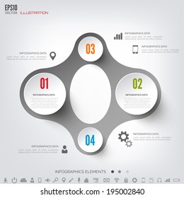 Cloud computing background with web icons. Social network. Mobile app. Infographic elements.