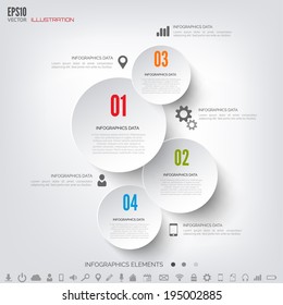 Cloud computing background with web icons. Social network. Mobile app. Infographic elements.