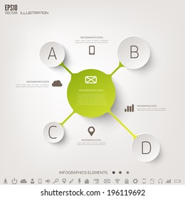 Cloud Computing Background With Web Icons. Social Network. Mobile App. Infographic Elements.