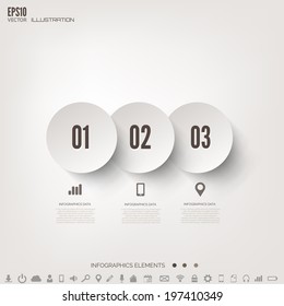 Cloud computing background with web icons. Social network. Mobile app. Infographic elements.