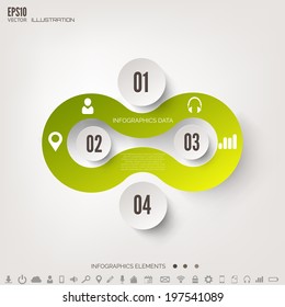 Cloud computing background with web icons. Social network. Mobile app. Infographic elements.