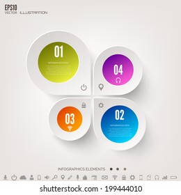 Cloud computing background with web icons. Social network. Mobile app. Infographic elements.